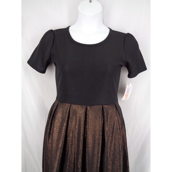 LuLaRoe Elegant Amelia Black Bronze Rose Gold Shimmer Size Medium New - Picture 5 of 14